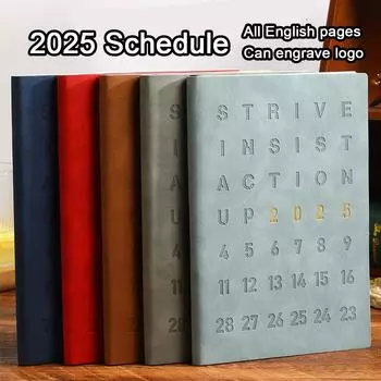 Страницы на английском языке, календарь на 2025 год, школьный ежедневник формата А5 из толстой кожи, деловой блокнот, ежедневник на 365 дней, памятка, блокнот A5