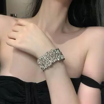 Странная крестная фея Циркон Тяжелая промышленность Браслет-манжета Нарукавник Панк браслет Стильное украшение Женский Серебряный Студенческий Bracelet