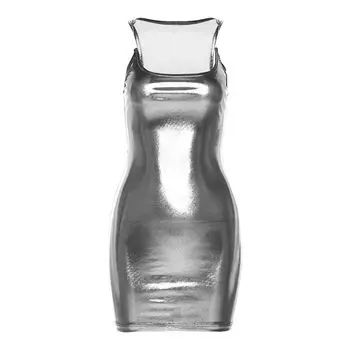 Странное киска Крутое Стройное Невидимое Платье Silver S