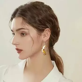 Странные банановые утки креативные смешные серьги жёлтый