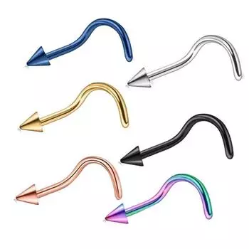 Странный заостренный конус S-стержень, ювелирные изделия для прокола носовых ногтей, носовое кольцо для ушей, гвоздь для пупка, гвоздь для ногтей золотистый