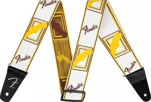 Strap Monogrammed [Fender] Weighless™ 2 Strap, White/Brown/Yellow