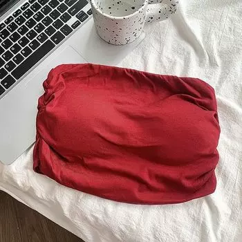 Strapless Sports Underwear Women Push up Inner wear Seamless Tube Top Vest-Style Fitness Bra Tight Yoga Clothes Wrap-around Red Free size (40.00kg -65.00kg)