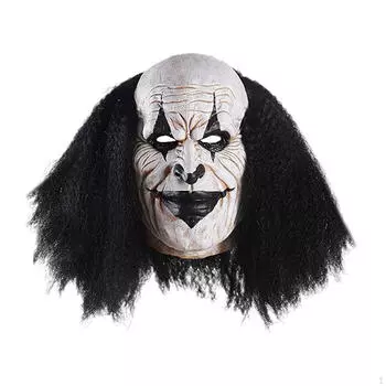 Страшная маска клоуна на Хэллоуин, костюм ужасного убийцы с черными волосами