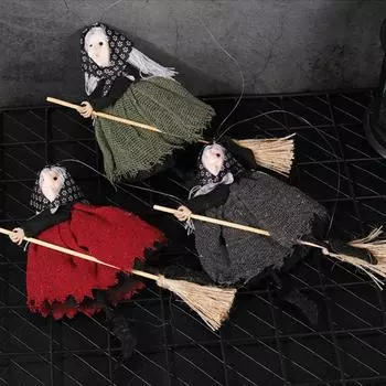 Страшная метла ведьмы украшение смешной Хэллоуин ведьма кулон косплей вечеринка красный