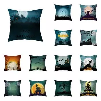 Страшная тема Хэллоуина, тыква, летучая мышь, черный кот, принт, чехол для подушки, домашний декор, декор для дивана, наволочка 40X40CM