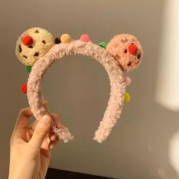 Страшненькие милые печеньки плюшевая повязка для умывания лица женская милая забавная маска макияж заколка для волос детская повязка на голову аксессуары для волос