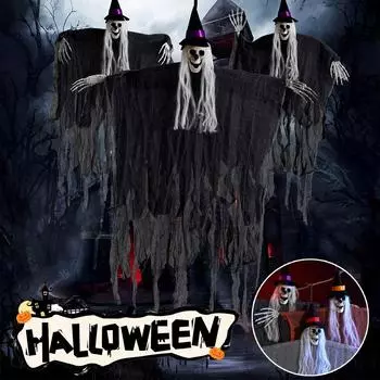 Страшное украшение для привидения на Хэллоуин Подвесной ужасный череп-призрак Декор для вечеринки на Хэллоуин Реквизит для Дня мертвых в Мексике 1SET