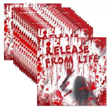 Страшные украшения для Хэллоуина, кровавые отпечатки ладоней, скатерти, наборы посуды для вечеринок, бумажные тарелки