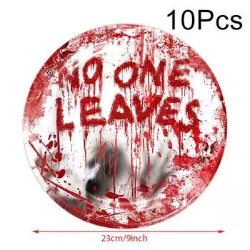 Страшные украшения для Хэллоуина, кровавые отпечатки ладоней, скатерти, наборы посуды для вечеринок, бумажные тарелки