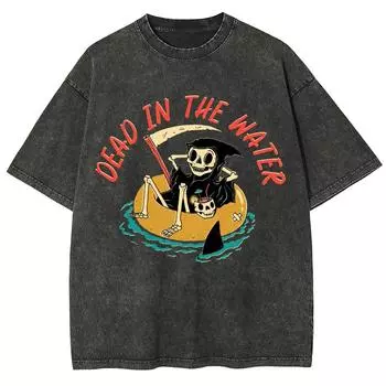 Страшный череп стойка принт для плавания женская футболка супер стирка оверсайз рукав до локтя унисекс пара высокое качество топ уличная футболка S