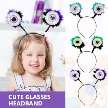 Страшный Хэллоуин Кровавый глаз Головная повязка Ручной работы Пушистый обруч для волос Глазное яблоко Головной убор День рождения Косплей Головной убор Костюм Косплей Волосы One Size зелёный