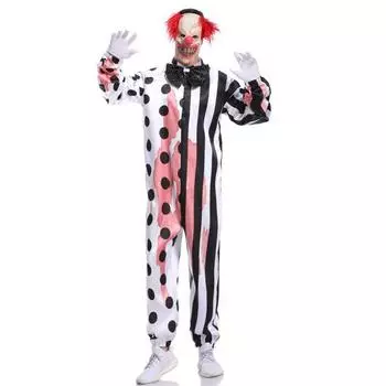 Страшный костюм клоуна для косплея для мужчин, идеально подходящий для Хэллоуина, представлений и M