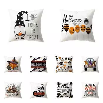 Страшный тыквенный принт на Хэллоуин, чехол для подушки для дома, гостиной, украшения дивана, квадратная полиэстеровая подушка, наволочка 40X40CM