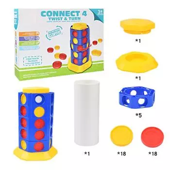 Стратегическая игра Connect 4 Twist & Turn Цилиндрическая вращающаяся семейная настольная шахматная игра 3D семейные настольные игры Игрушки для детей от 3 лет Tetragram