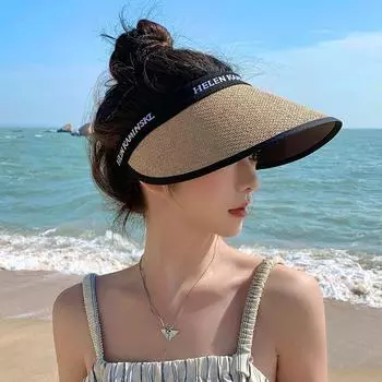 Straw Air Top Sun Protection Hat for Women 2025 New Arrival Summer UV Protection Big Brim Sun Hat Sun Hat Khaki One size