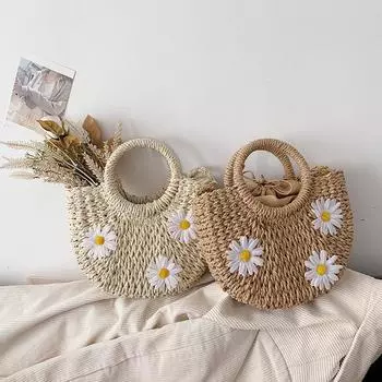 Straw Bag Fashion Women s Bag Single Shoulder Crossbody Bag Summer Beach Holiday Carry-on Basket Bag хаки