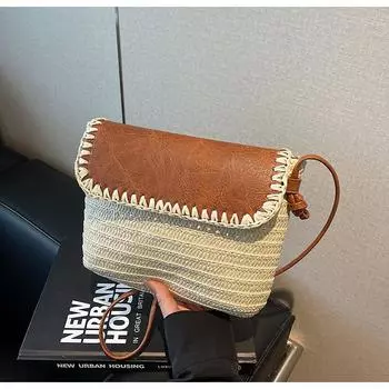 Straw bag new beach woven shoulder bag simple leisure bag vacation travel shoulder bag tide