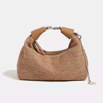 Straw Bag Women s 2025 Summer New Arrival All-Match and Cute Dumpling Bag Casual Wrist Bag Woven One-Shoulder Crossboby Bag Brown