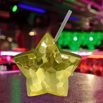 Straw Bottle with Lid Anti-choking Easy Cleaning Cute Children Student Couple Water Girl Gift золотистый