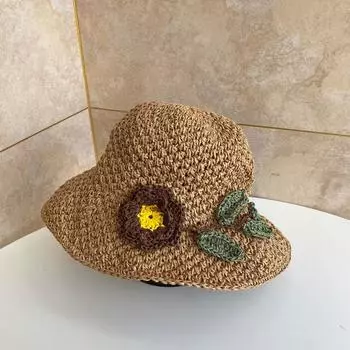 Straw hat women s seaside sunshade sunscreen small fresh beach hat summer foldable temperament versatile fashion sun hat M56-58cm хаки