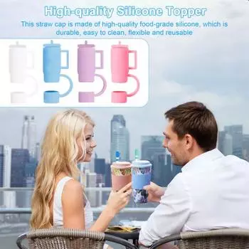 Соломенный топпер Силиконовые соломенные колпачки 10-миллиметровые соломинки Крышки Форма чашки Дизайн Соломенные чехлы Пищевое многоразовое уплотнение Защитите аксессуары для чашек для напитков фиолетовый