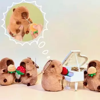 Strawberry Capybara Toys Radish Dolls Keychains Funny Car Keyring Birthday Gift strawberry