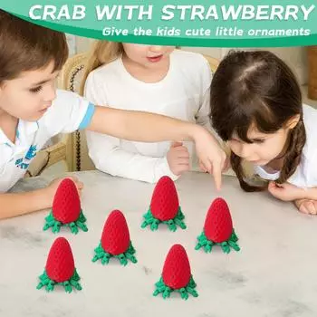 Strawberry Crab Movable Joint Toy 3D Printing Toy Small Ornaments One Size