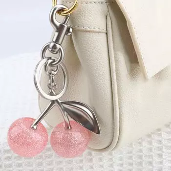 Strawberry Crystal Cherry Pendant 3D Crafts Cherry Charms Sweet Cherry Keychain Birthday Gift StyleN