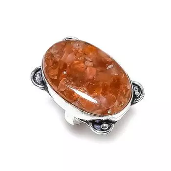 Strawberry Quartz Gemstone Handmade 925 Sterling Silver Jewelry Ring Size 7 g6Y31