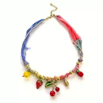 Strawberry Red Bead Necklace Handmade Y2K Clavicle Chain Retro Fruit Cherry Necklace Summer Style C