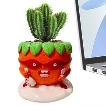 Strawberry shaped planting flowerpot with drainage holes for garden planting used for home and garden planting красный