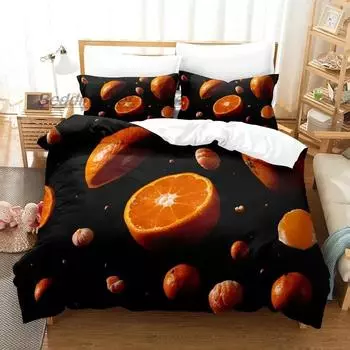 strawberry vegetables and fruits Bedding Set Single Twin Full Queen King Size Bed Set Aldult Boys Bedroom Duvetcover Sets EU single(135x200cm)