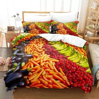 strawberry vegetables and fruits Bedding Set Single Twin Full Queen King Size Bed Set Aldult Kid Bedroom Duvetcover Sets 70x133cm 2pcs