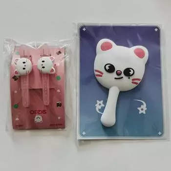 Stray Kids Hyunjin Ski Ju Genirette Ручное зеркало + заколка для волос