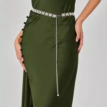 Стразовая цепочка на талию Металлические аксессуары Пояс с юбкой Платье Цепочка на талию Украшение Тонкий пояс Тренд