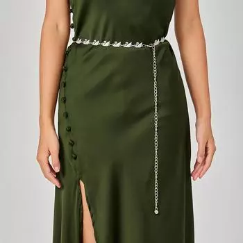 Стразовая цепочка на талию Металлические аксессуары Пояс с юбкой Платье Цепочка на талию Украшение Тонкий пояс Тренд