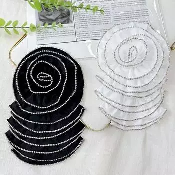 Стразы 3D Цветочные аппликации Атласная ткань Одежда Аппликация DIY Одежда Нашивки Женщины белый