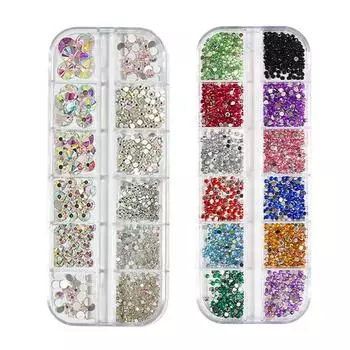 Стразы цветные большая емкость 13 цветов декор для ногтей цветные стразы стеклянный камень Yunemart DIY камни для ногтей с 2 чехлами кристаллы для ногтей части