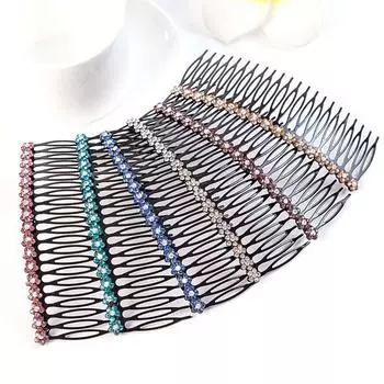 Стразы Цветочная повязка на голову для девочек Заколка для челки Корейские заколки Кристалл Заколки для волос Женская расческа для волос white-22 tooth