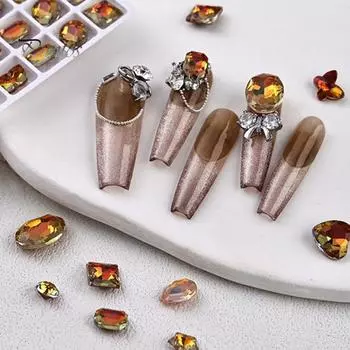 Стразы для дизайна ногтей, 15/30/100 шт., осенне-зимний кофейный потрясающий дизайн с бабочками, декор для красивых ногтей C