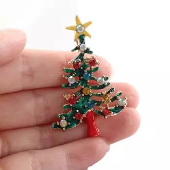 Стразы для женщин изысканные украшения на рождественскую елку рождественский подарок брошь булавка модные аксессуары зелёный
