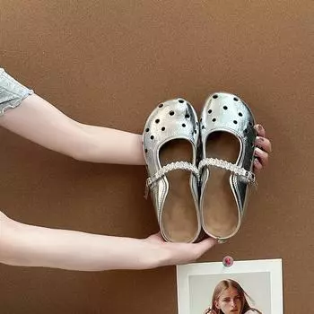 Стразы фея юбка сумка голова сандалии летняя мода носить нишевый дизайн чувство полая пряжка пустые одинарные туфли 34