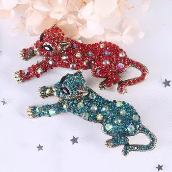 Стразы Гепард Брошь Булавка Аксессуары Булавка для воротника Аксессуары для одежды зелёный