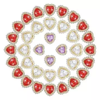 Стразы-кнопки PATIKIL Heart, 20 шт., 16 мм, украшение для ногтей в виде сердца, декоративные хрустальные стразы в виде сердца с плоскими бриллиантами, разноцветные