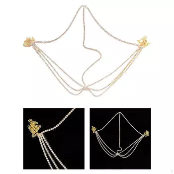 Стразы на голову Маскарад Невеста Лоб Ювелирные изделия Головной убор для свадьбы Ночной клуб золотой