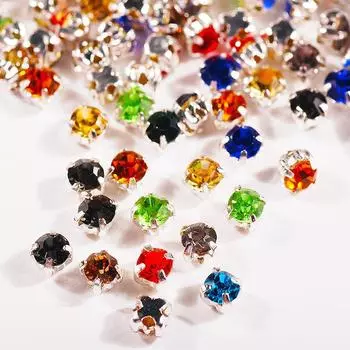Стразы одиночные коготь цветной коготь дрель круглая полая сделай сам свадебное платье хрустальные коготь дрель аксессуары стразы пришиваем бусины ss16-4mm (1440 pcs)