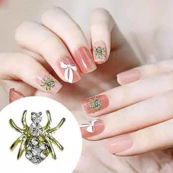 Стразы Орнамент 3D Лук Паук Череп Искусственный Кристалл на Металле Подвески Креативные Ювелирные Изделия DIY C