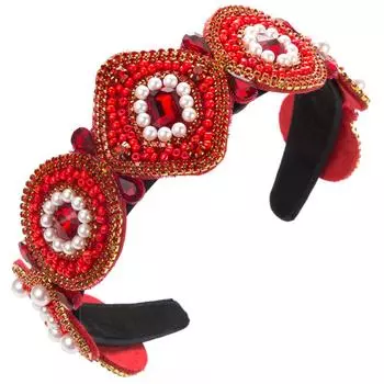 Стразы Повязка на голову Барокко Кристалл Украшенные Повязки для волос Красочные Повязки с бусинами Драгоценный Обруч для волос Аксессуар для женщин