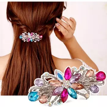 Стразы пружинная заколка женский головной убор конский хвост заколка боковая заколка цветок 8*3.5cm